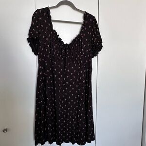 Killstar Black Puff Sleeve Dress with Mushroom Print Size 4XL